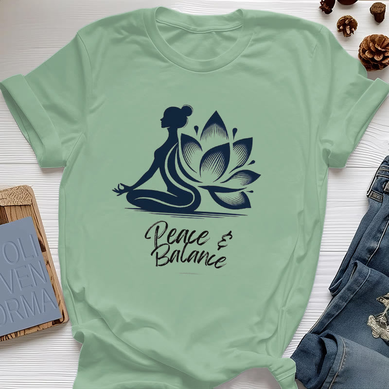 T-shirt femme Olivenorma Peace & Balance Yoga Méditation - Vert clair - 2XL - image 17