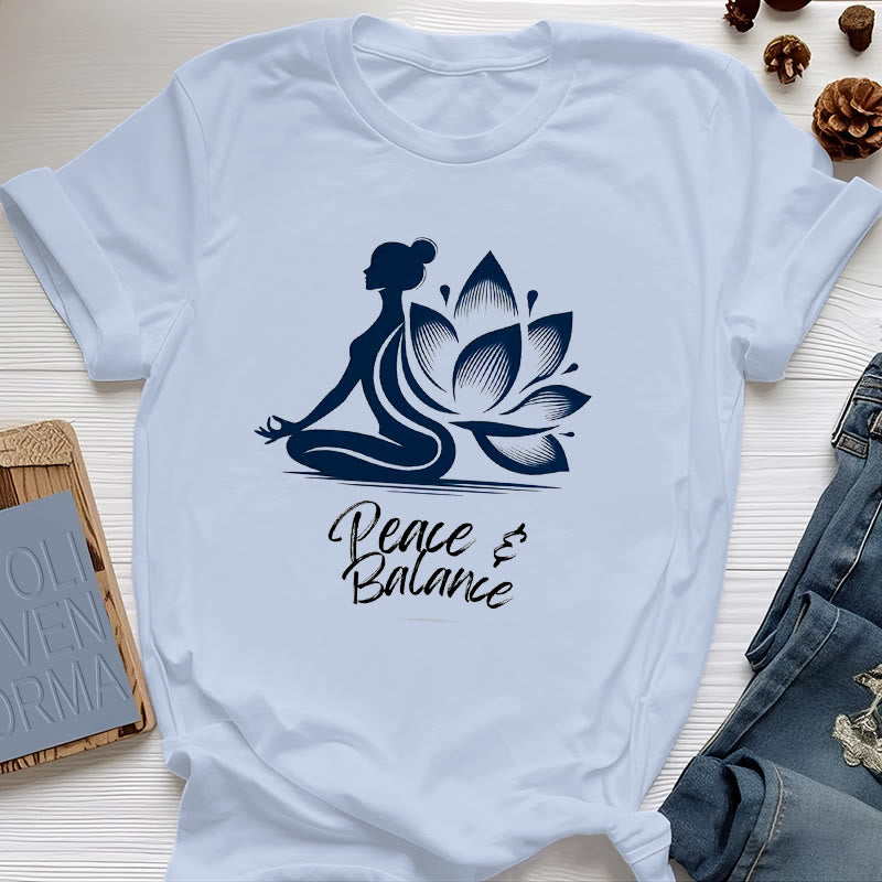 T-shirt femme Olivenorma Peace & Balance Yoga Méditation - Bleu - 2XL - image 11