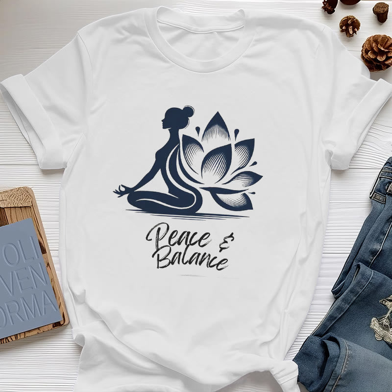 T-shirt femme Olivenorma Peace & Balance Yoga Méditation - Blanc - 2XL - image 0