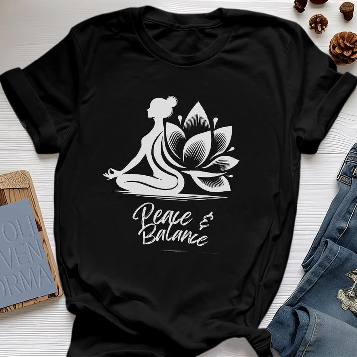 T-shirt femme Olivenorma Peace & Balance Yoga Méditation - Noir - 2XL - image 4