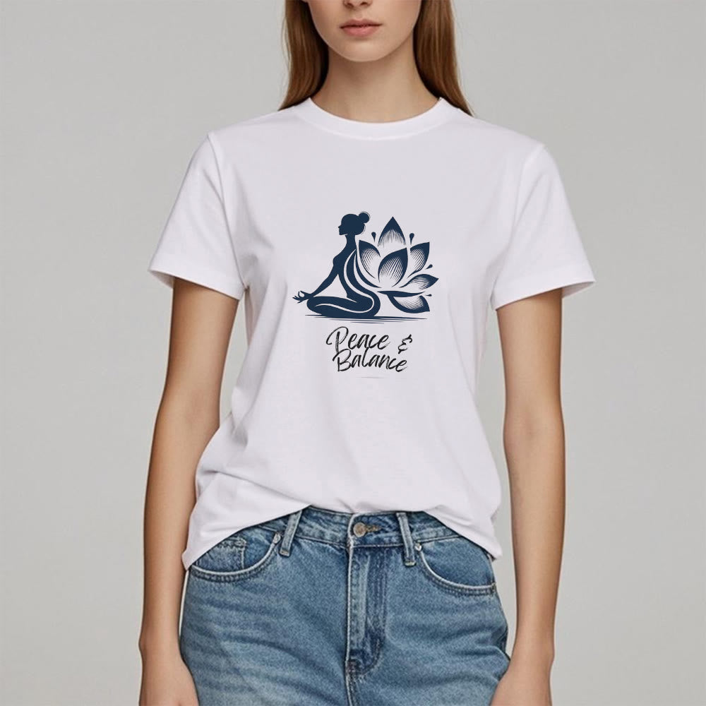 T-shirt femme Olivenorma Peace & Balance Yoga Méditation