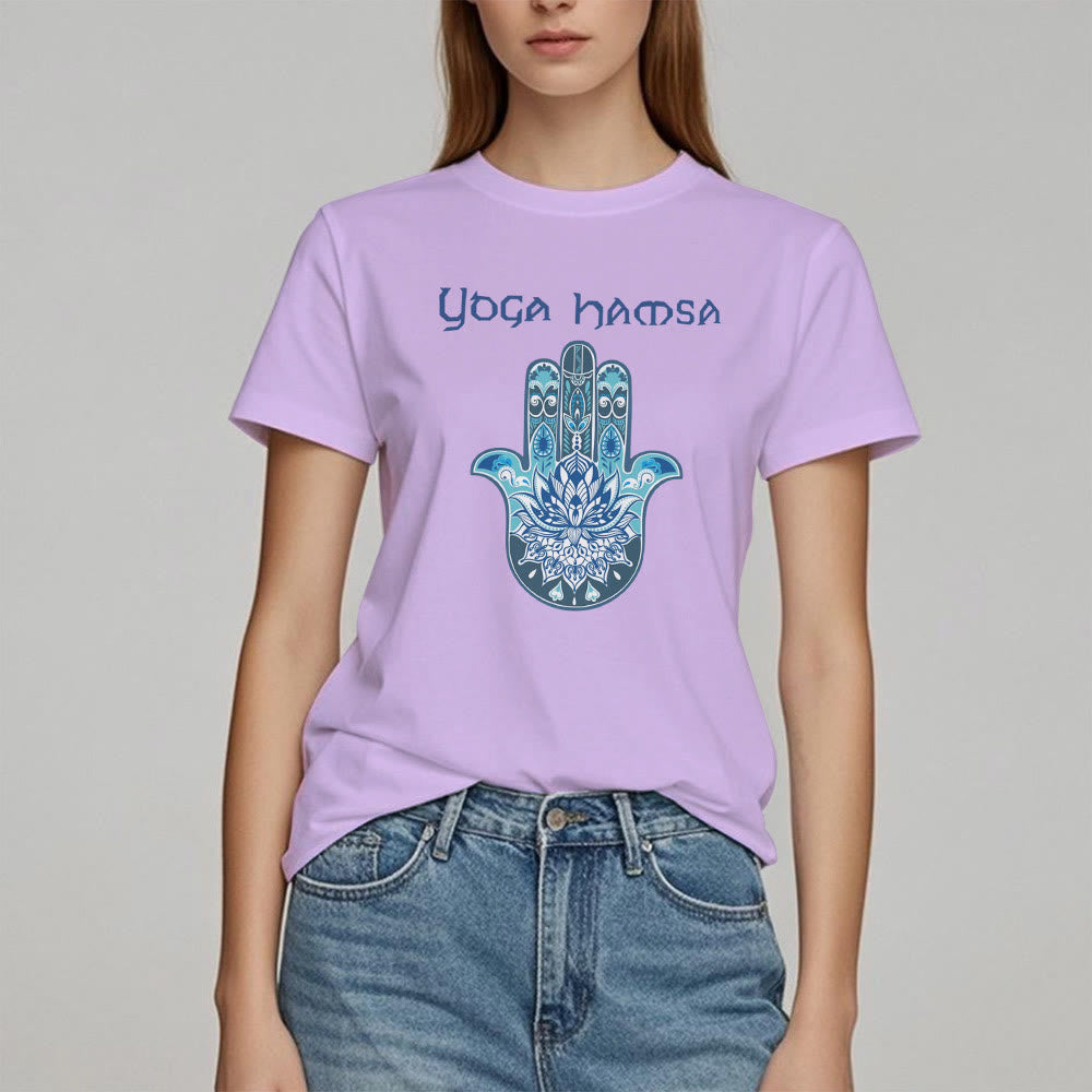 T-shirt confort imprimé Hamsa Yoga bleu Olivenorma - image 28
