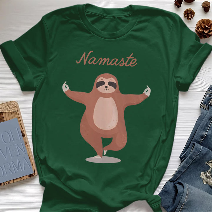 T-shirt Olivenorma Yoga Paresseux Citation Namasté - Vert foncé - 2XL - image 21