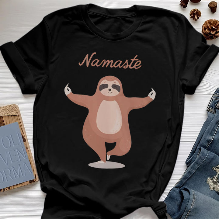 T-shirt Olivenorma Yoga Paresseux Citation Namasté - Noir - 2XL - image 8