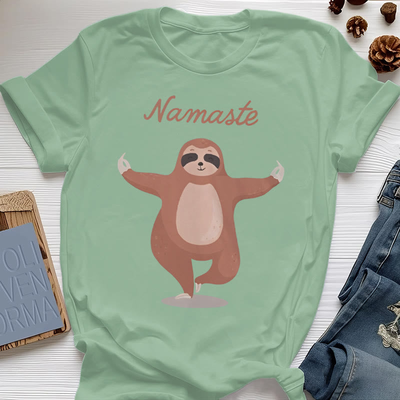 T-shirt Olivenorma Yoga Paresseux Citation Namasté