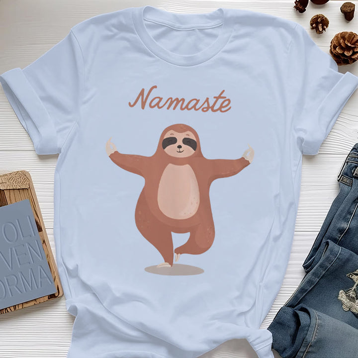 T-shirt Olivenorma Yoga Paresseux Citation Namasté - Bleu - 2XL - image 13