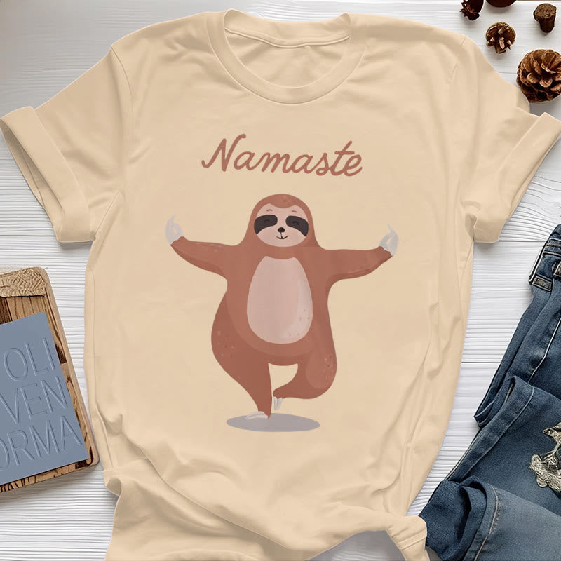 T-shirt Olivenorma Yoga Paresseux Citation Namasté