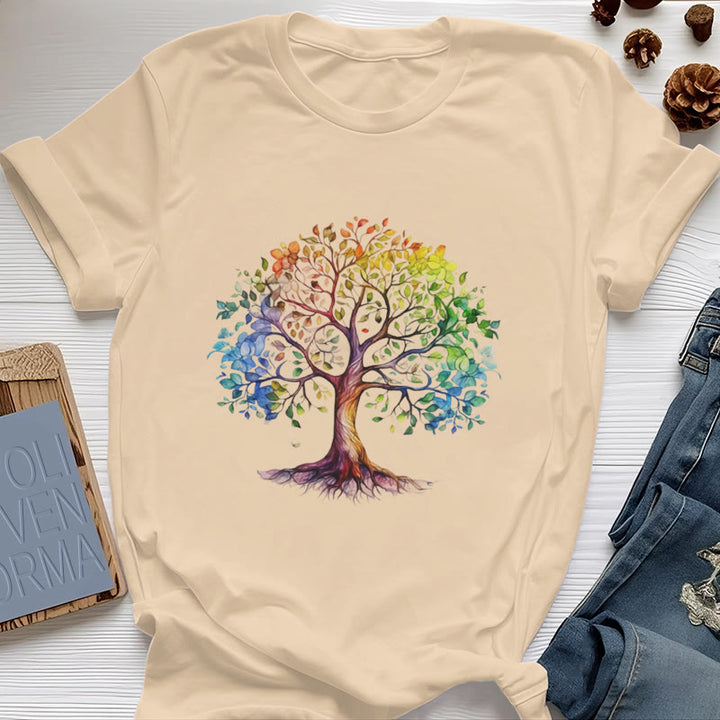 T-shirt Arbre de vie coloré Olivenorma Chakra - Jaune - 2XL - image 0