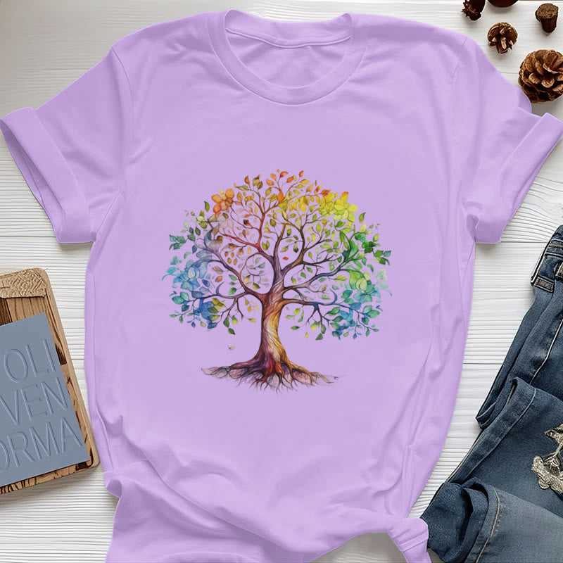 T-shirt Arbre de vie coloré Olivenorma Chakra - Violet - 2XL - image 18