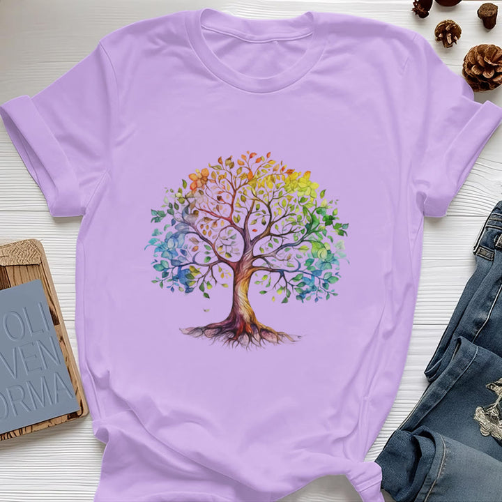 T-shirt Arbre de vie coloré Olivenorma Chakra - Violet - 2XL - image 18