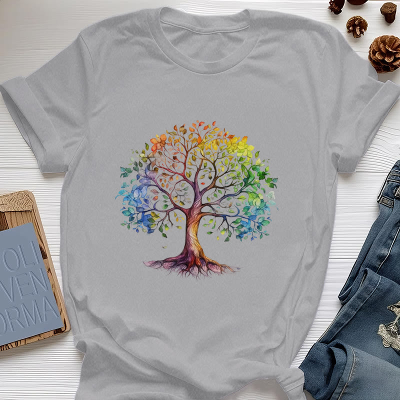 T-shirt Arbre de vie coloré Olivenorma Chakra - Gris - 2XL - image 11