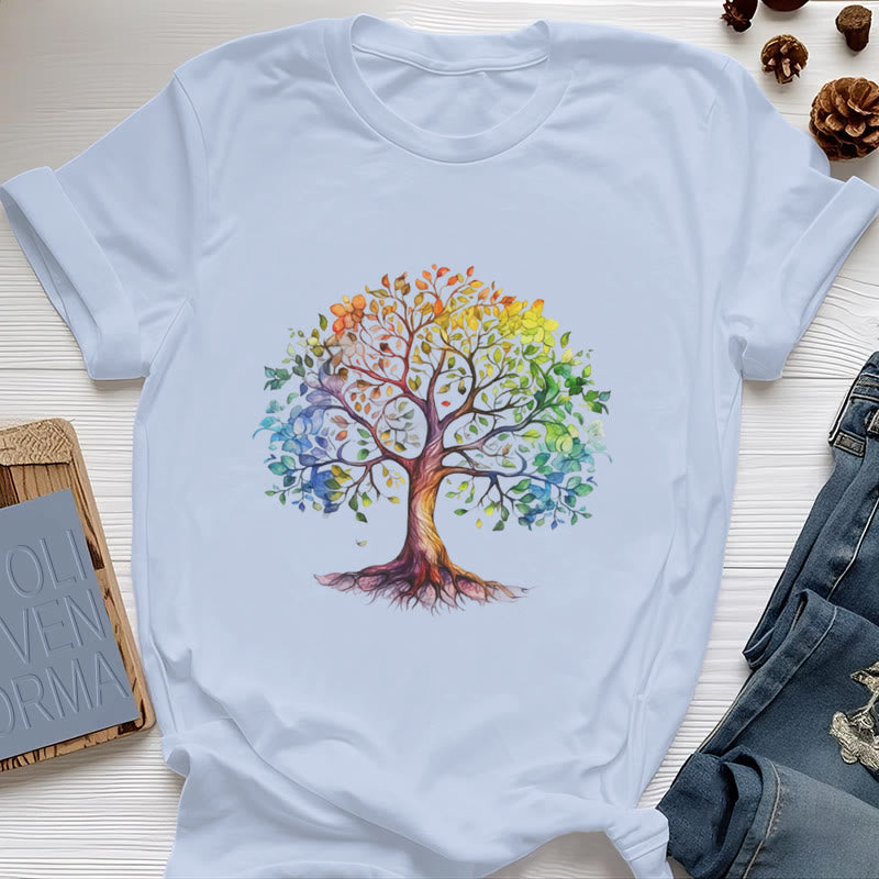 T-shirt Arbre de vie coloré Olivenorma Chakra - Bleu - 2XL - image 13