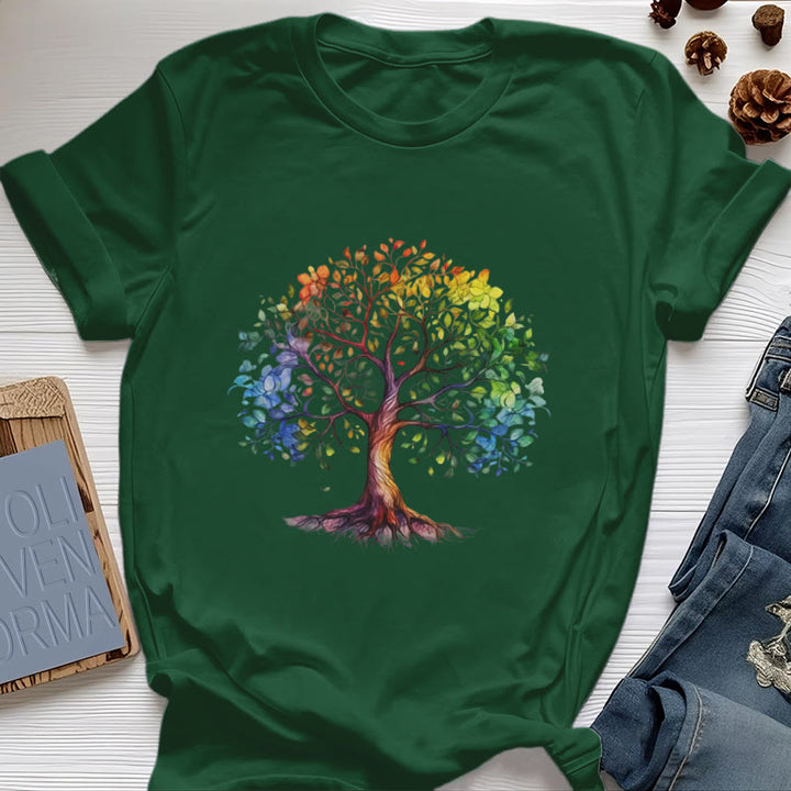 T-shirt Arbre de vie coloré Olivenorma Chakra - Vert foncé - 2XL - image 22
