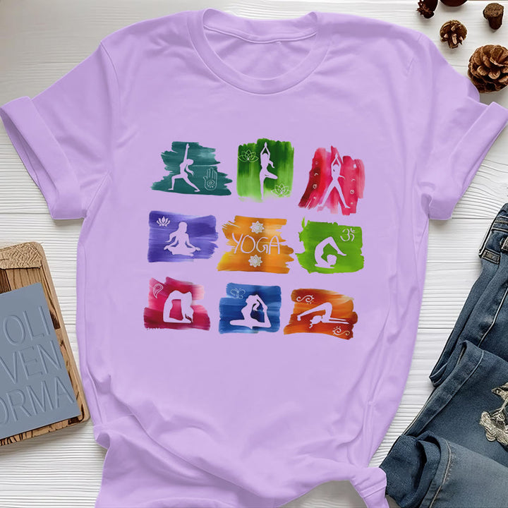 T-shirt imprimé coloré Olivenorma Yoga Poses - Violet - 2XL - image 14