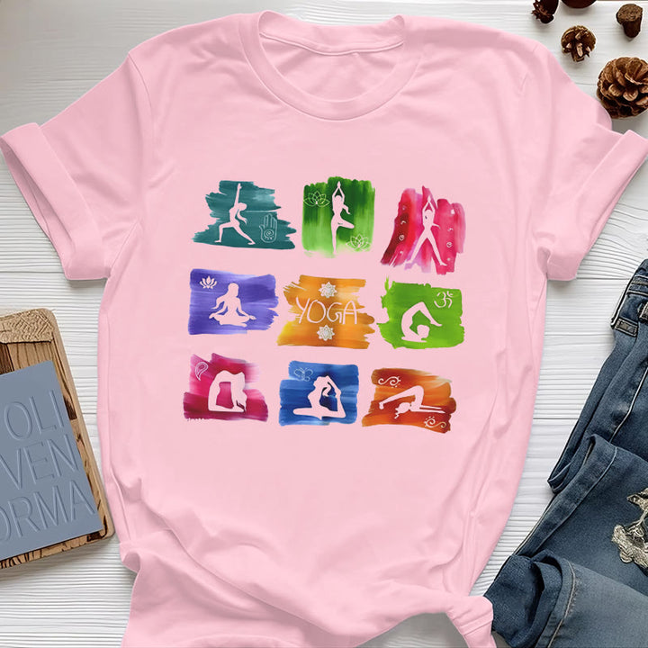 T-shirt imprimé coloré Olivenorma Yoga Poses - Rose - 2XL - image 12