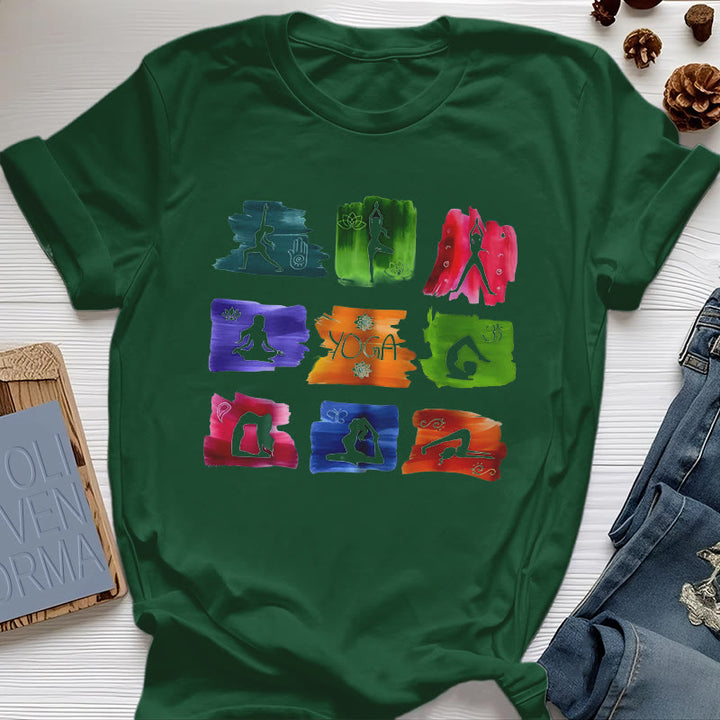 T-shirt imprimé coloré Olivenorma Yoga Poses - Vert foncé - 2XL - image 18
