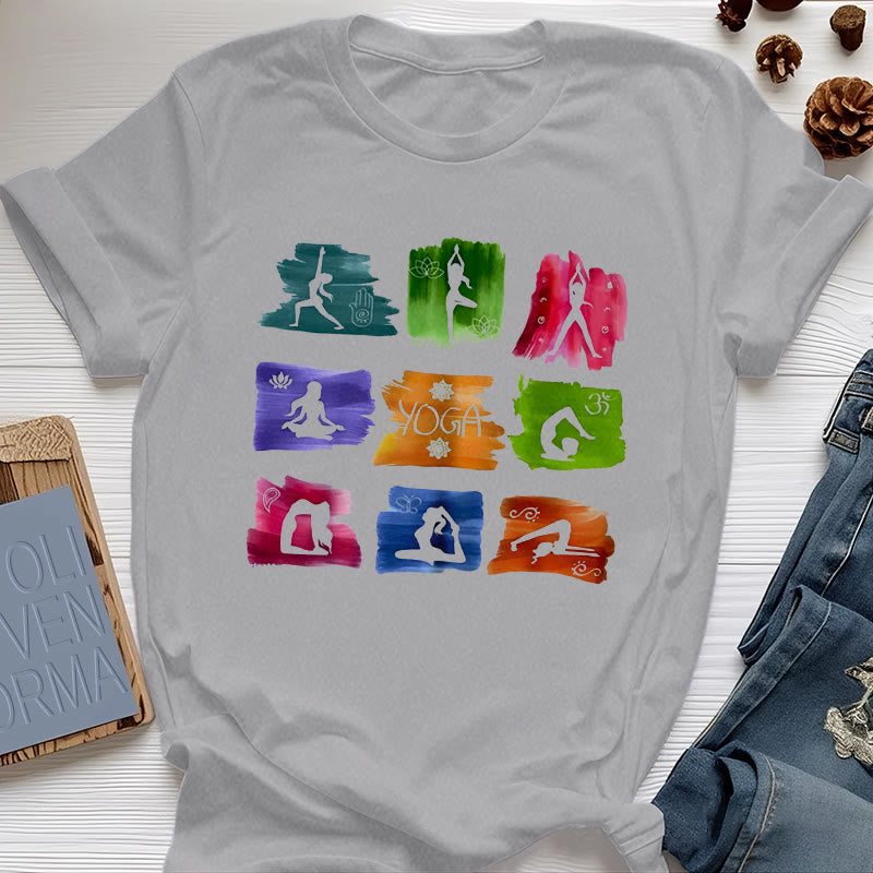 T-shirt imprimé coloré Olivenorma Yoga Poses - Gris - 2XL - image 5