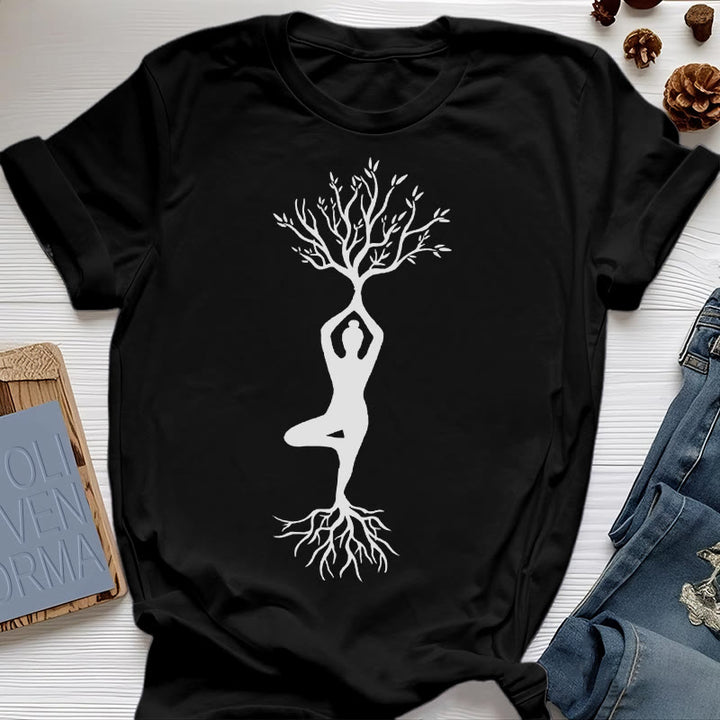 T-shirt Olivenorma , posture de yoga enracinée de l'arbre - Noir - 2XL - image 5