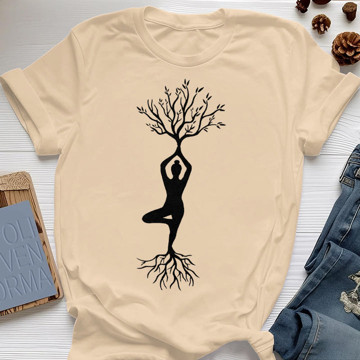 T-shirt Olivenorma , posture de yoga enracinée de l'arbre - Jaune - 2XL - image 10