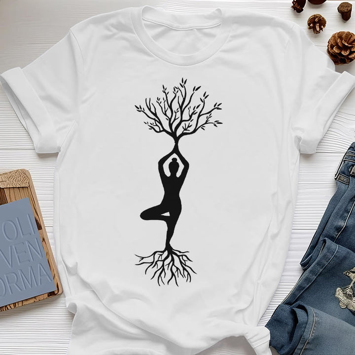 T-shirt Olivenorma , posture de yoga enracinée de l'arbre - Blanc - 2XL - image 3