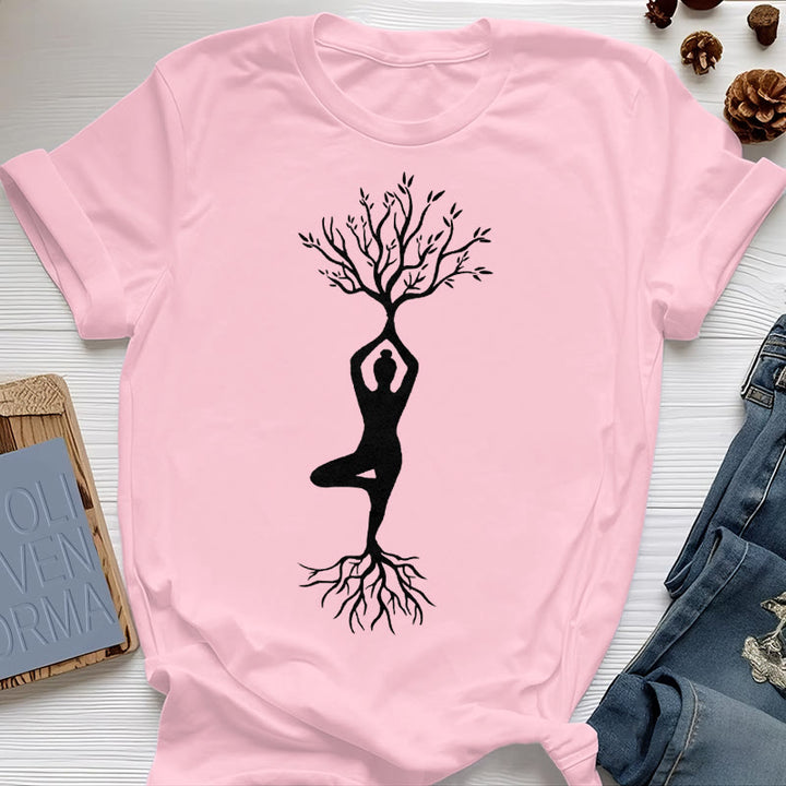 T-shirt Olivenorma , posture de yoga enracinée de l'arbre - Rose - 2XL - image 14