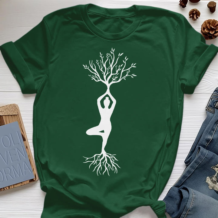 T-shirt Olivenorma , posture de yoga enracinée de l'arbre - Vert foncé - 2XL - image 0