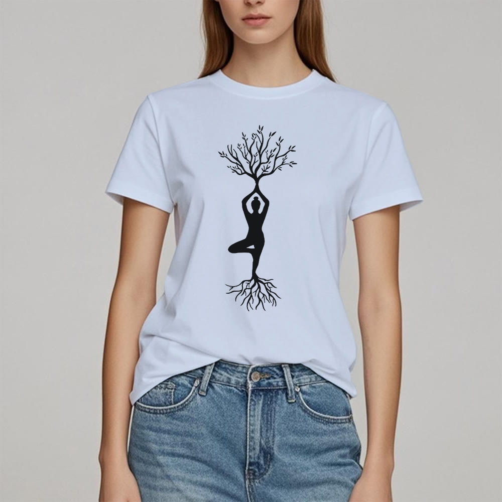 T-shirt Olivenorma , posture de yoga enracinée de l'arbre