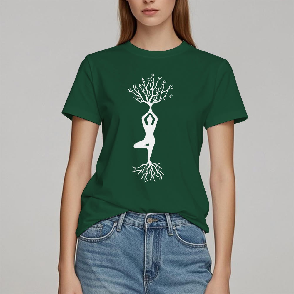 T-shirt Olivenorma , posture de yoga enracinée de l'arbre - image 1