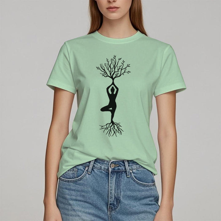 T-shirt Olivenorma , posture de yoga enracinée de l'arbre - image 19