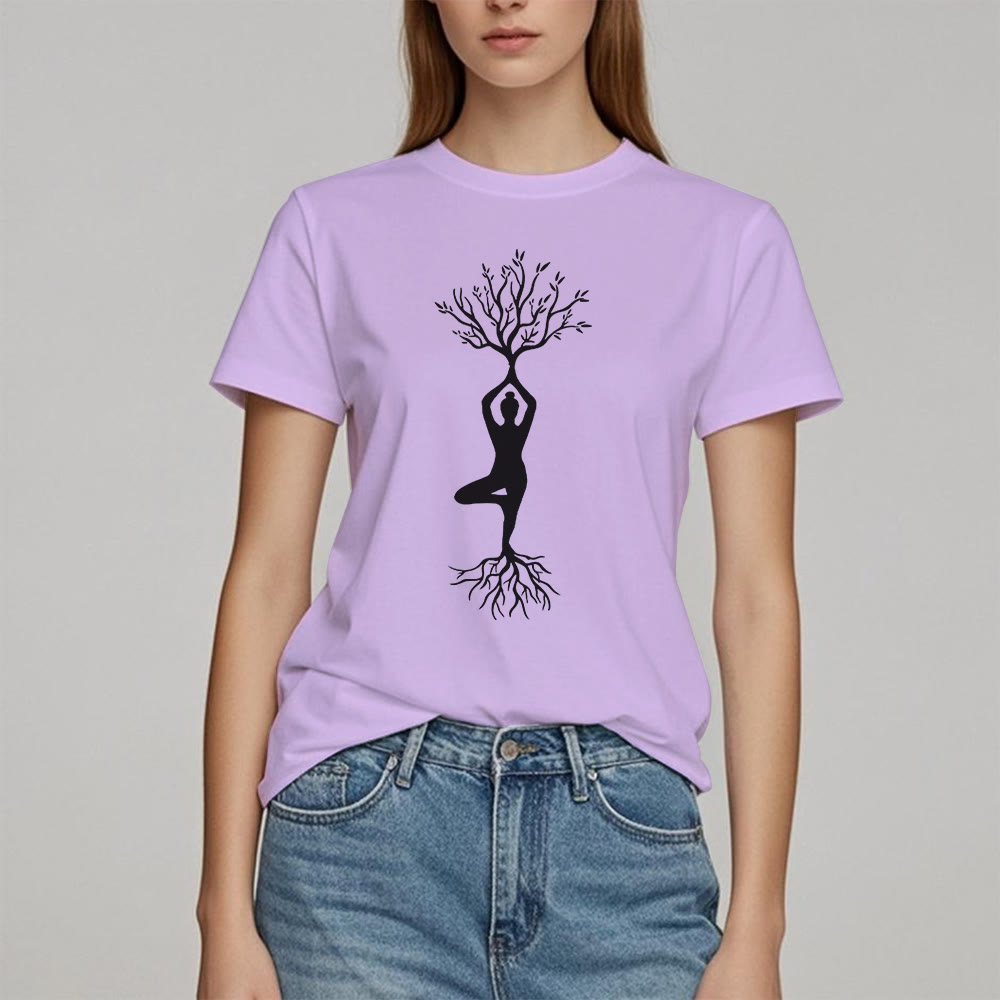 T-shirt Olivenorma , posture de yoga enracinée de l'arbre - image 17