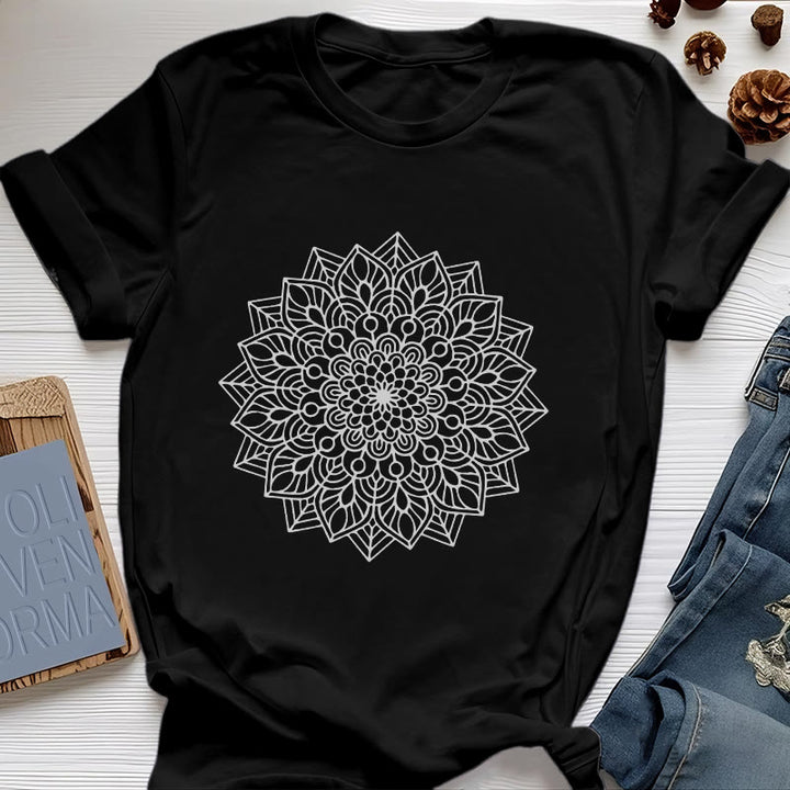 T-shirt Olivenorma Fleur Mandala Lotus - Noir - 2XL - image 6