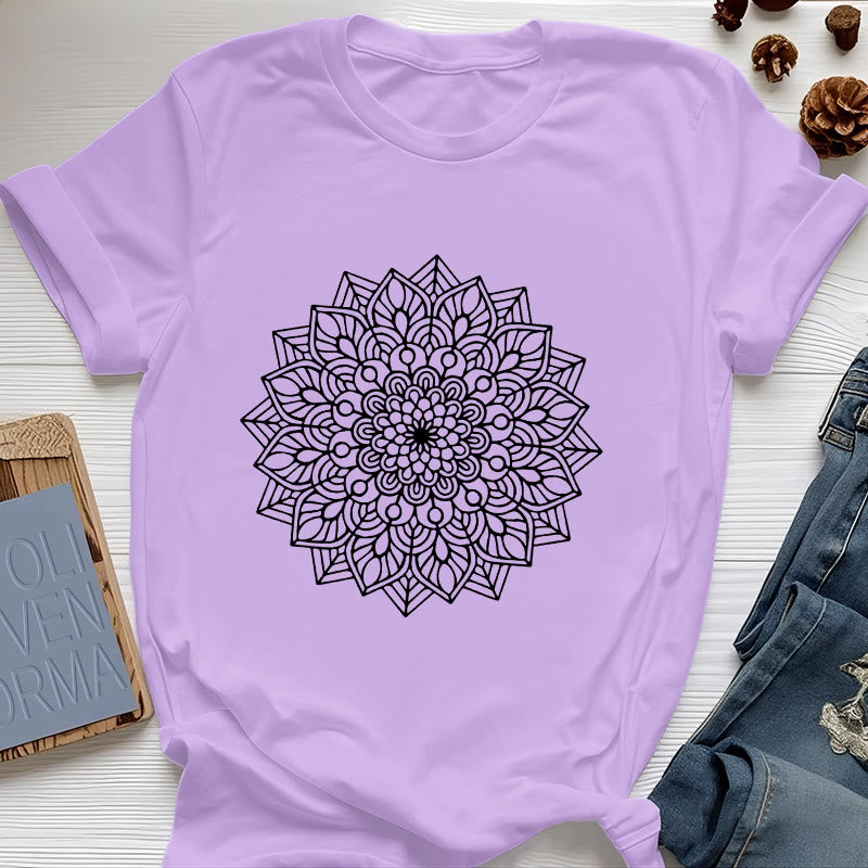 T-shirt Olivenorma Fleur Mandala Lotus - Violet - 2XL - image 19