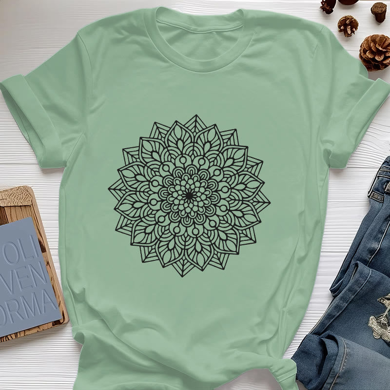 T-shirt Olivenorma Fleur Mandala Lotus - Vert clair - 2XL - image 22