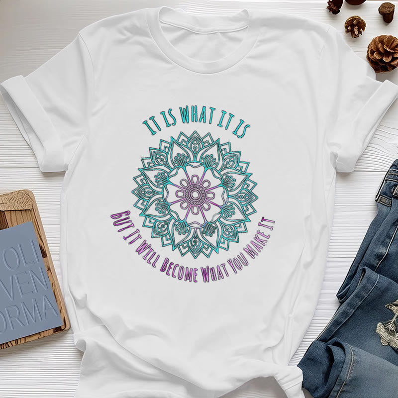 T-shirt Olivenorma « It Is What It Is » avec citation mandala - Blanc - 2XL - image 6