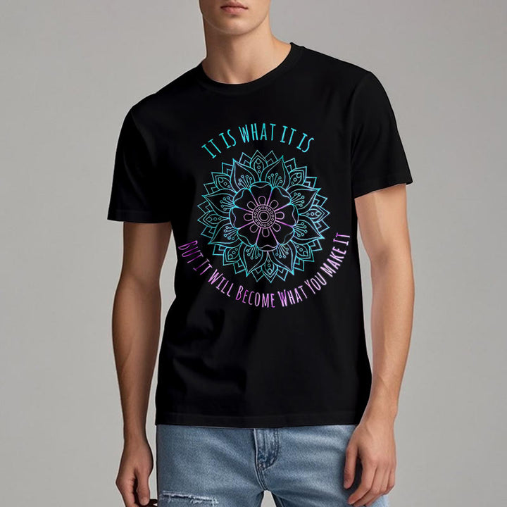 T-shirt Olivenorma « It Is What It Is » avec citation mandala - image 11