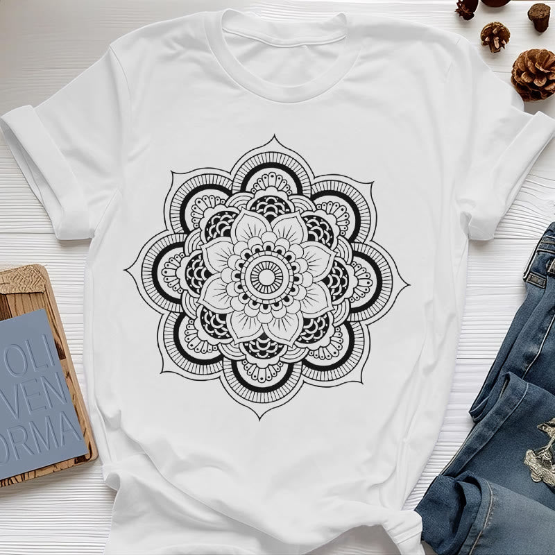 T-shirt Olivenorma Mandala Lotus - Blanc - 2XL - image 0
