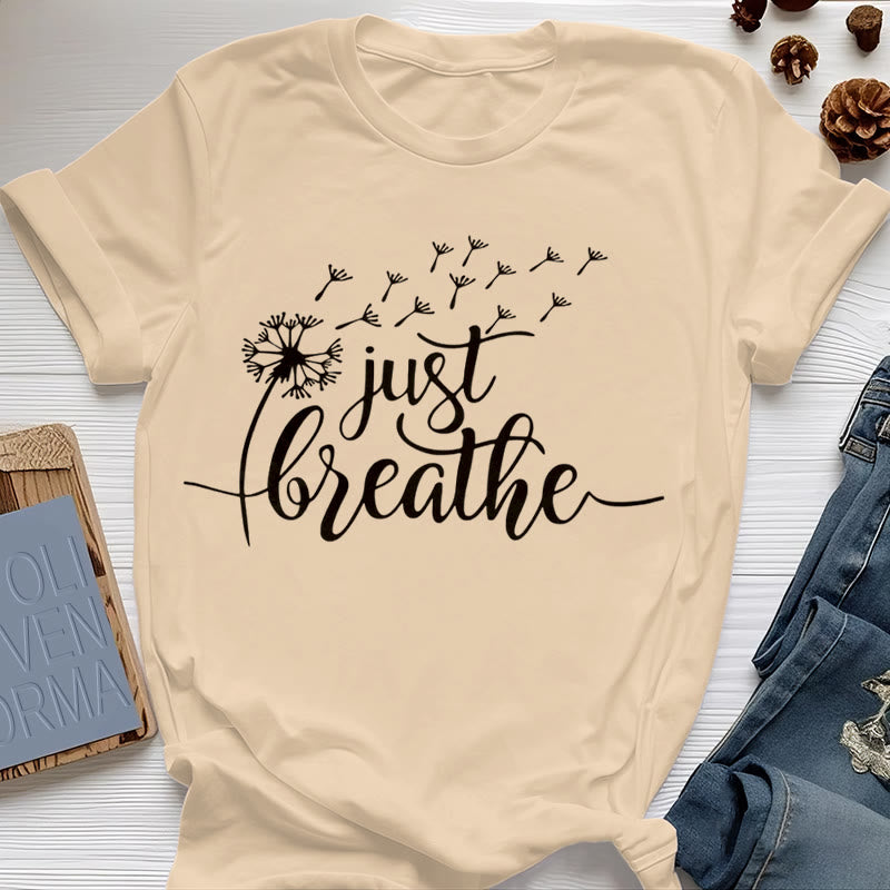 T-shirt Olivenorma Just Breathe Pissenlit
