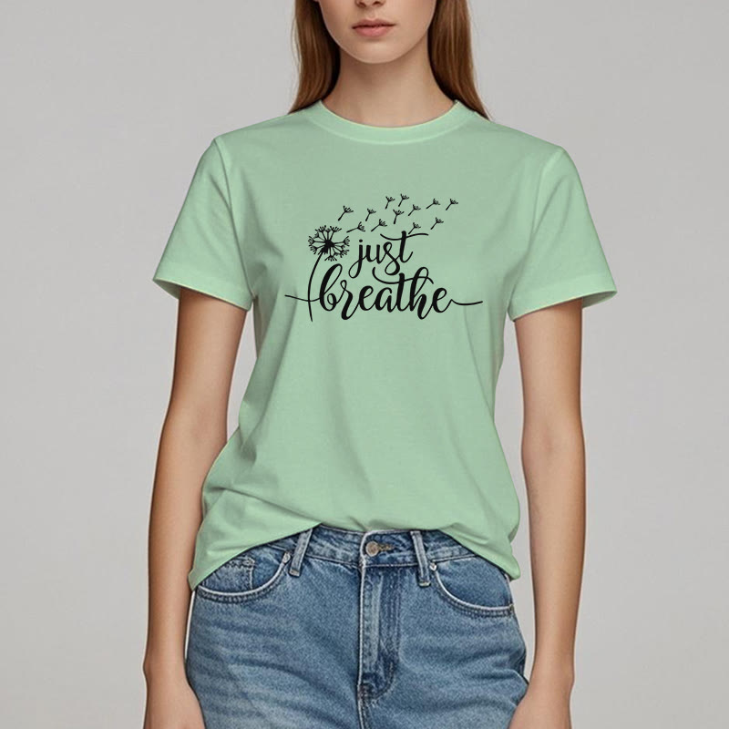 T-shirt Olivenorma Just Breathe Pissenlit