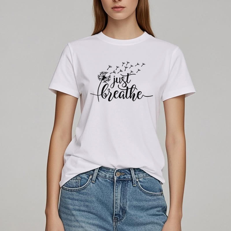 T-shirt Olivenorma Just Breathe Pissenlit