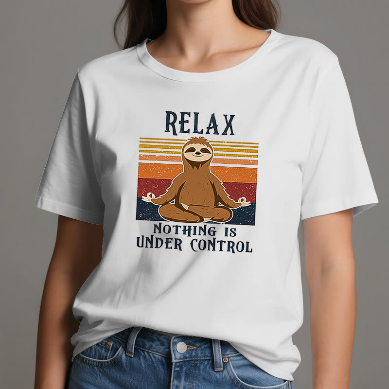 T-shirt rétro en coton Olivenorma , motif paresseux décontracté