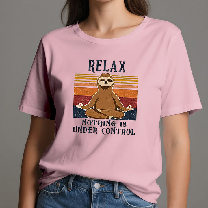 T-shirt rétro en coton Olivenorma , motif paresseux décontracté