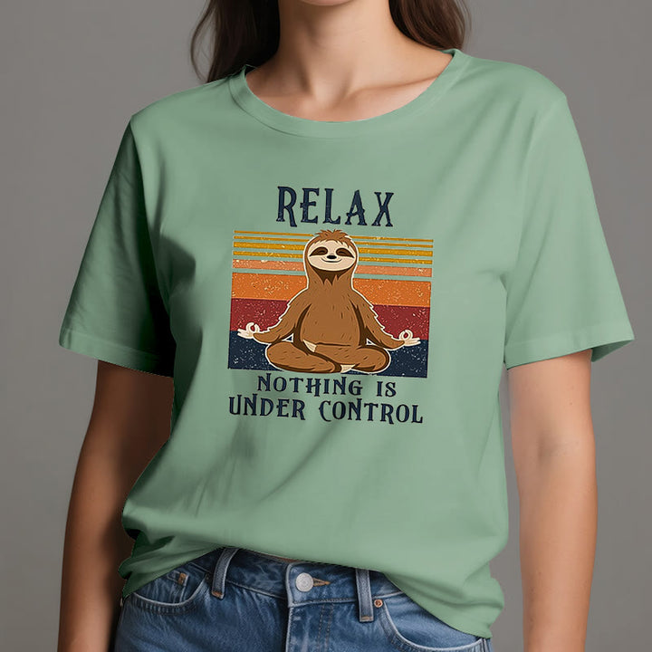 T-shirt rétro en coton Olivenorma , motif paresseux décontracté