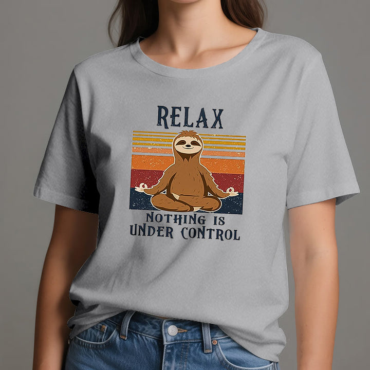 T-shirt rétro en coton Olivenorma , motif paresseux décontracté