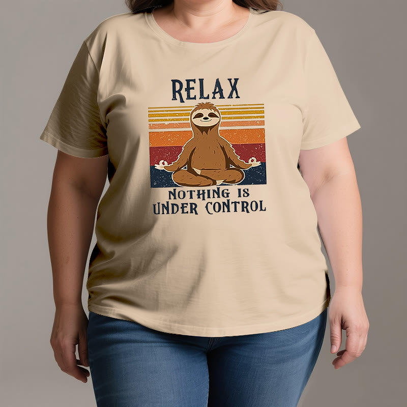 T-shirt rétro en coton Olivenorma , motif paresseux décontracté