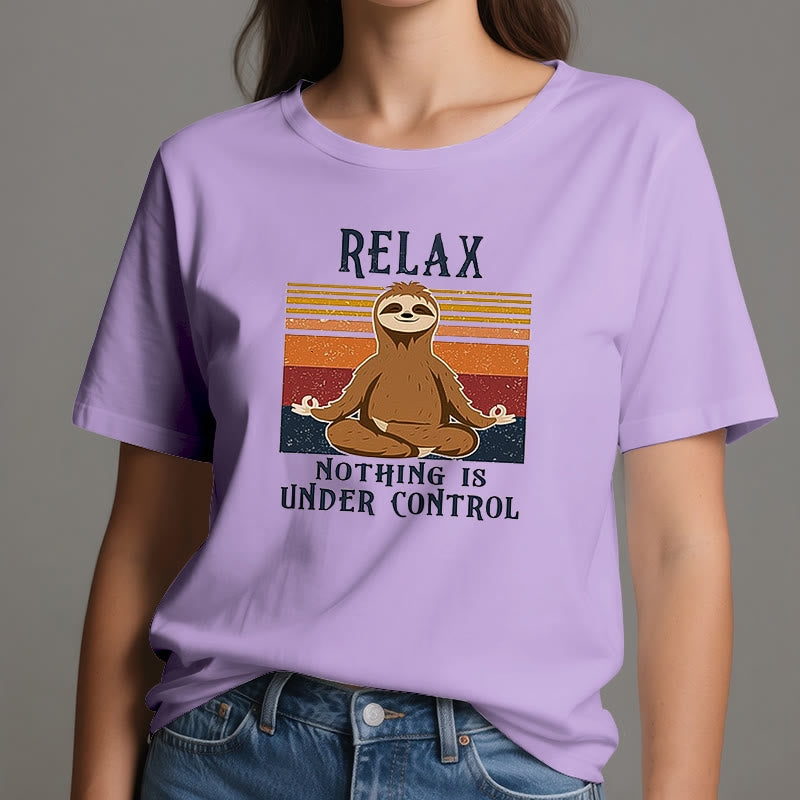 T-shirt rétro en coton Olivenorma , motif paresseux décontracté