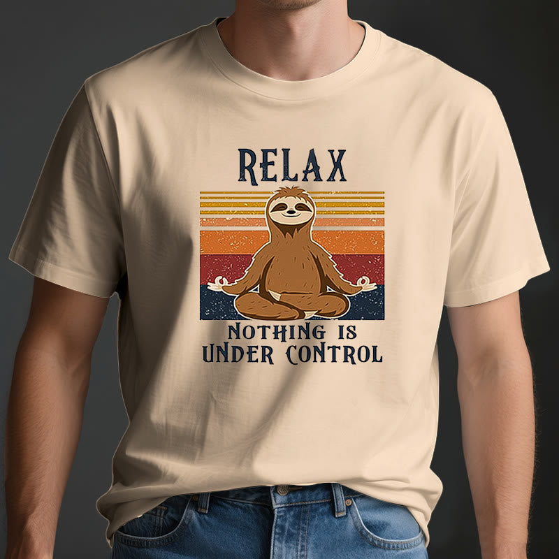 T-shirt rétro en coton Olivenorma , motif paresseux décontracté