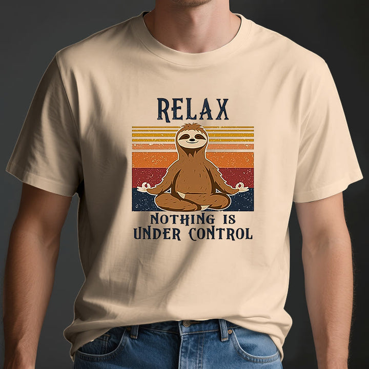 T-shirt rétro en coton Olivenorma , motif paresseux décontracté