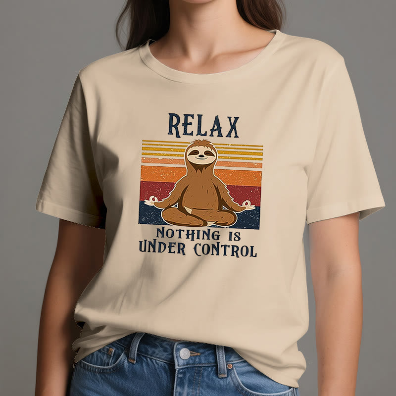 T-shirt rétro en coton Olivenorma , motif paresseux décontracté