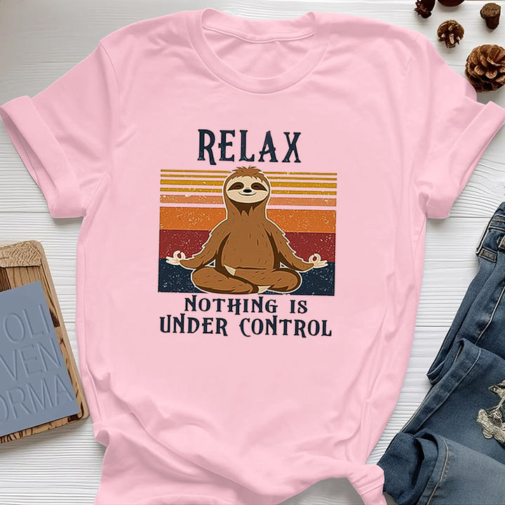T-shirt rétro en coton Olivenorma , motif paresseux décontracté