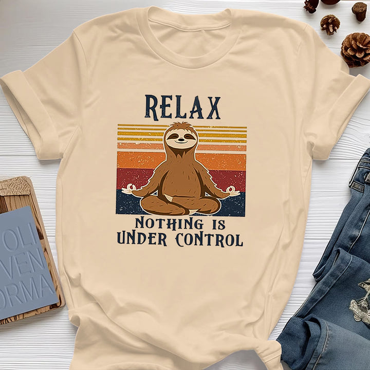 T-shirt rétro en coton Olivenorma , motif paresseux décontracté